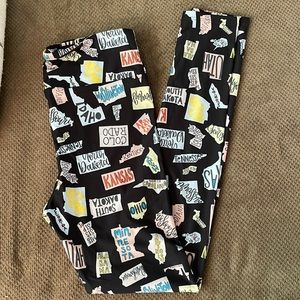 NWOT OS LLR leggings - state names and shapes